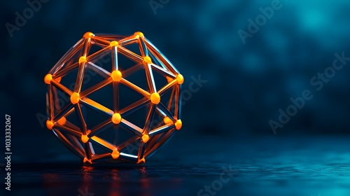 Glowing Dodecahedron Quasicrystal Structure   3D Rendered Abstract Geometric photo