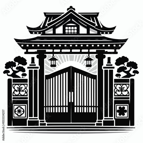 house gate  black vector