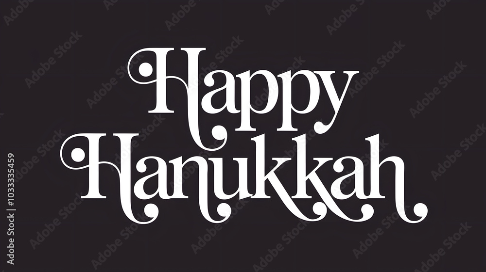 Stylish Happy Hanukkah text on dark background for elegant holiday greeting Stylish Happy Hanukkah text on dark background for elegant holiday greeting