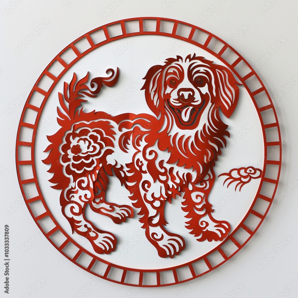 Paper Cutting Art: Celebrating the Year of the Dog for the New Year. Paper Cutting Art: Celebrating the Year of the Dog for the New Year.
