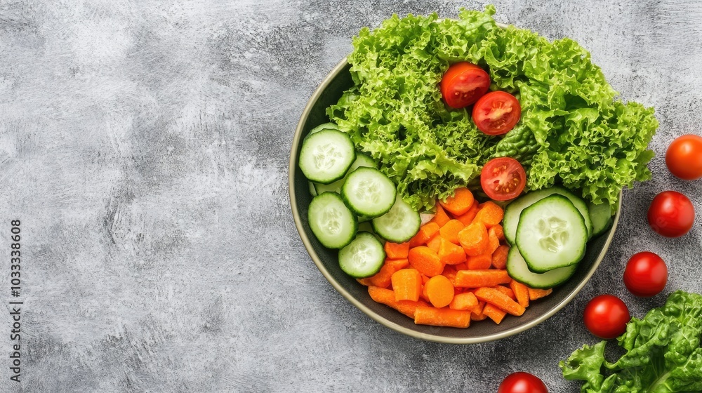 Fresh Vegetables in Bowl on Gray Background Fresh Vegetables in Bowl on Gray Background