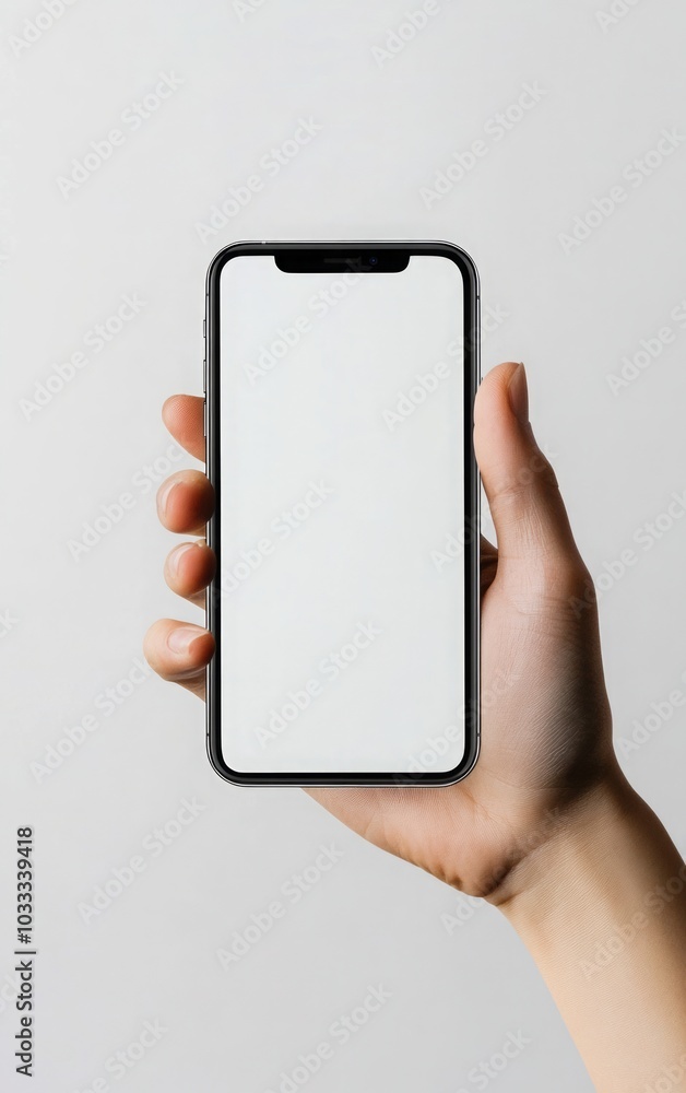 Hand Holding Smartphone with Blank Screen: Mockup for App Design Hand Holding Smartphone with Blank Screen: Mockup for App Design