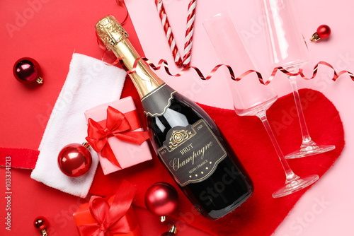 Festive champagne bottle wi...