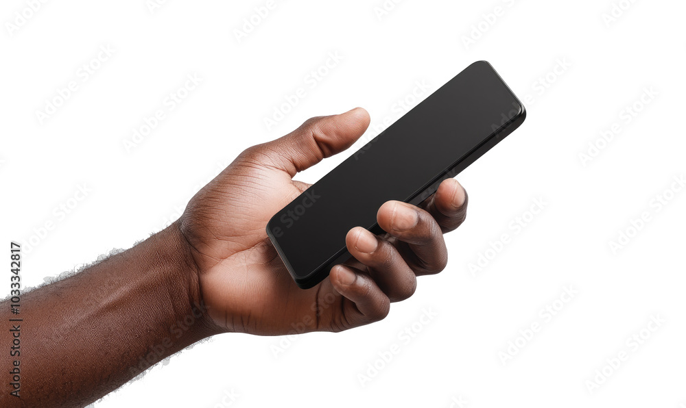 hand holding smart phone on transparent background hand holding smart phone on transparent background