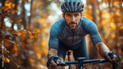 Man Riding a Bike in the Forest