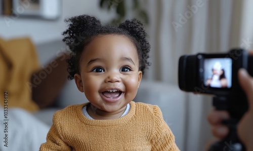 Millennial mom recording content for her social media channel, Generative AI