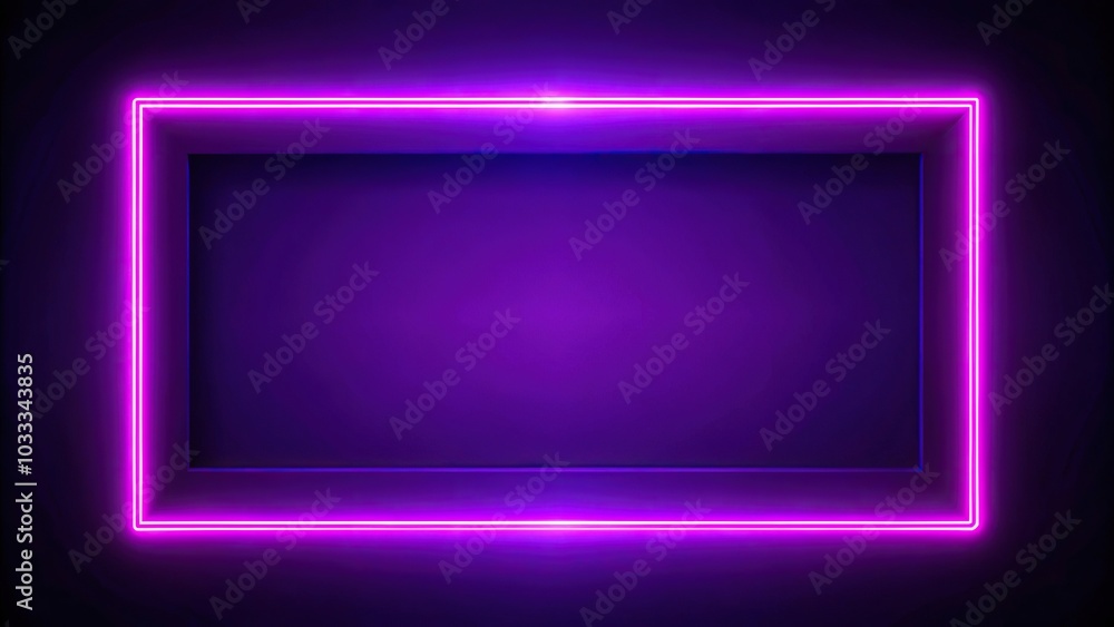 Bright neon purple frame on dark background Bright neon purple frame on dark background