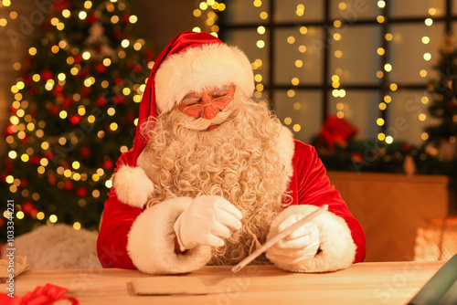 Santa Claus with letters at...
