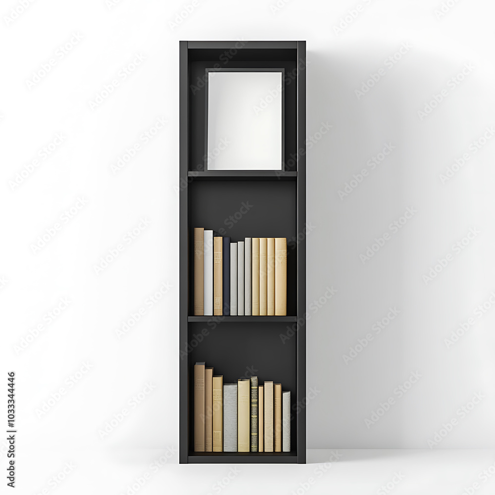 Bookshelf, white background, a source of knowledge within the home Bookshelf, white background, a source of knowledge within the home