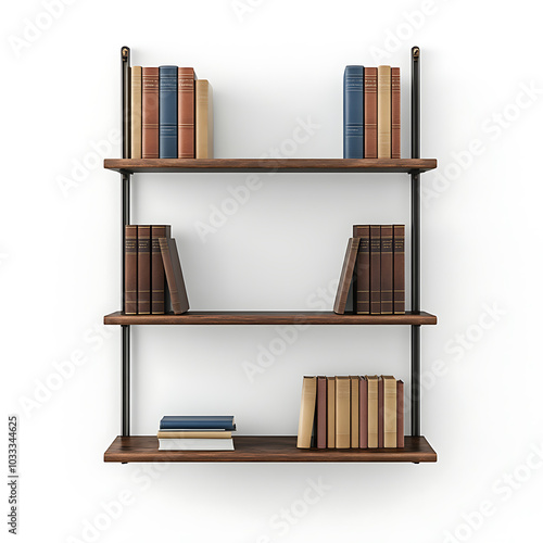 Bookshelf, white background, a source of knowledge within the home