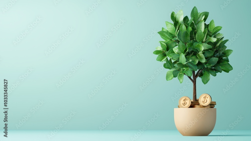 Investment Growth Tree: 3D Illustration with Editable Text Sections for Financial Insights and Planning Investment Growth Tree: 3D Illustration with Editable Text Sections for Financial Insights and Planning