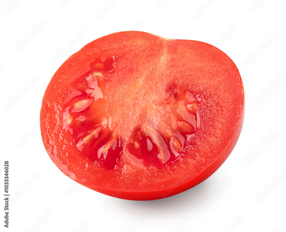 half of fresh tomato isolated on white background. clipping path half of fresh tomato isolated on white background. clipping path