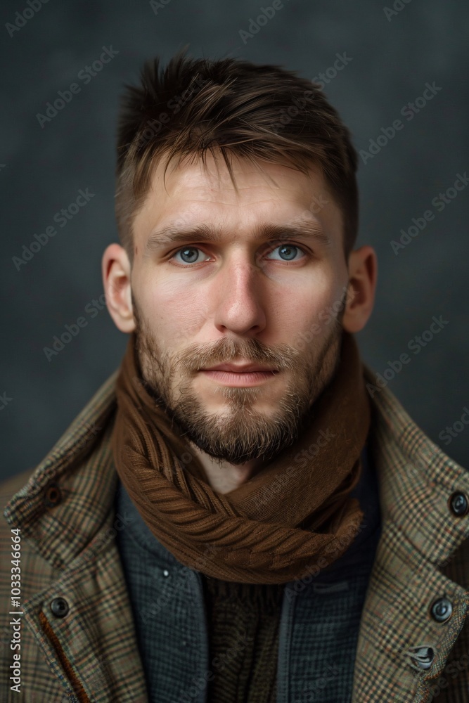 Fototapeta premium Portrait of a European Man: Classic Profile and Natural Expression.