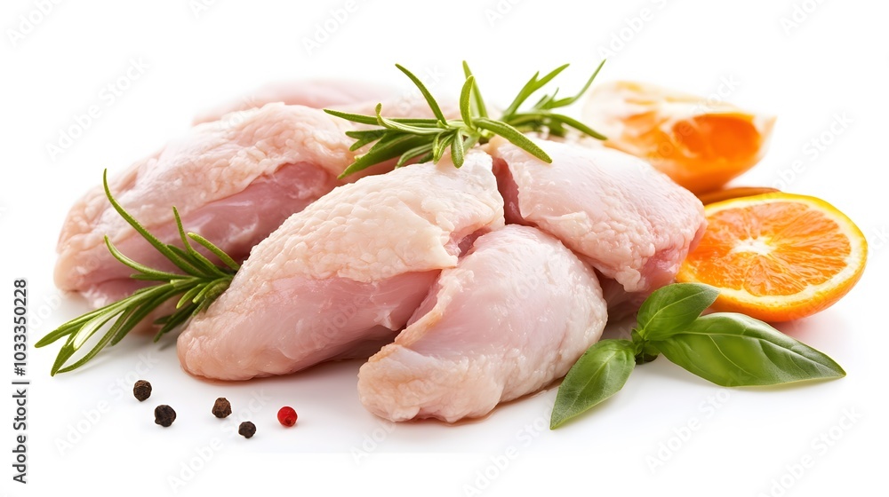 Raw chicken meat on white background. Raw chicken meat on white background.