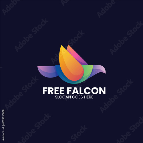 Vector Logo Illustration Falcon Gradient Colorful Style photo