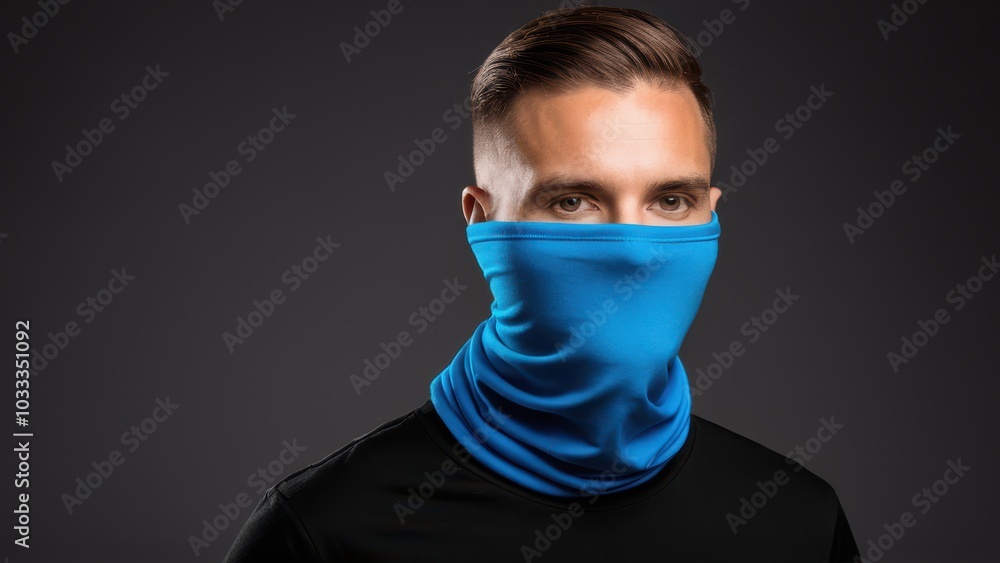 Customizable neck gaiter mockup for visualizing unique designs on a versatile face and neck covering. Suitable for outdoor wear, sports, or promotional use Customizable neck gaiter mockup for visualizing unique designs on a versatile face and neck covering. Suitable for outdoor wear, sports, or promotional use