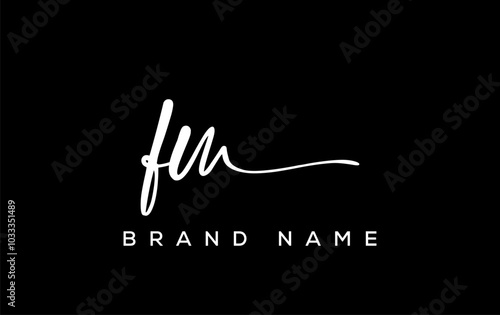 FM letter beauty handwriting vector logo.