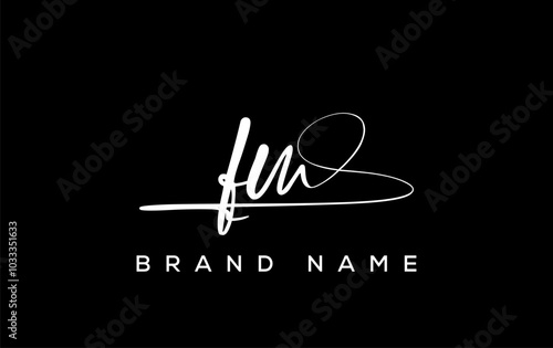 FM letter beauty handwriting vector logo.
