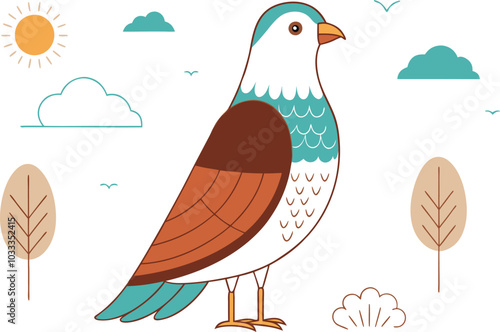 Cute bird icon - standing animal vector illustration