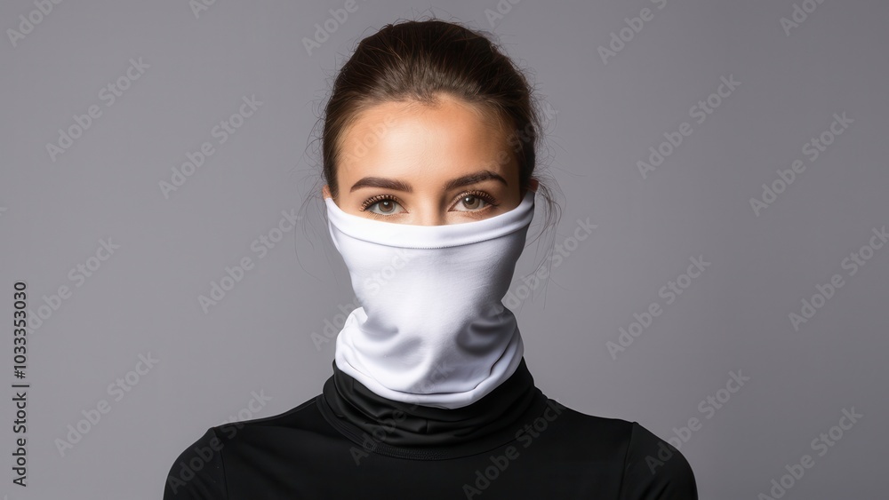 Customizable neck gaiter mockup for visualizing unique designs on a versatile face and neck covering. Suitable for outdoor wear, sports, or promotional use
