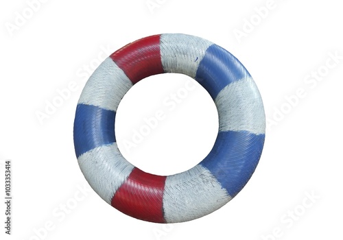 Image of a lifebuoy for swimming, a lifebuoy for lifesaving in case of not being able to swim, placed on a white background for easy cutting to use in various designs.