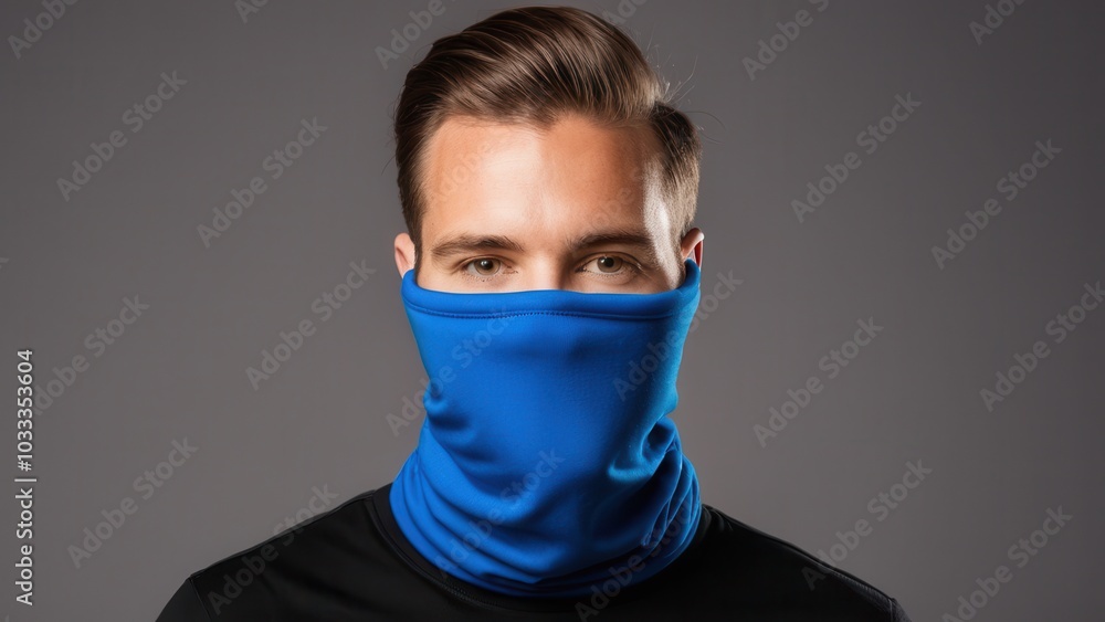 Customizable neck gaiter mockup for visualizing unique designs on a versatile face and neck covering. Suitable for outdoor wear, sports, or promotional use Customizable neck gaiter mockup for visualizing unique designs on a versatile face and neck covering. Suitable for outdoor wear, sports, or promotional use