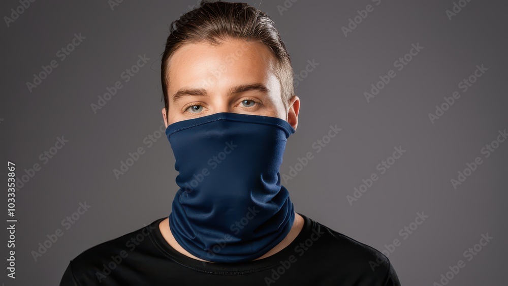 Customizable neck gaiter mockup for visualizing unique designs on a versatile face and neck covering. Suitable for outdoor wear, sports, or promotional use Customizable neck gaiter mockup for visualizing unique designs on a versatile face and neck covering. Suitable for outdoor wear, sports, or promotional use