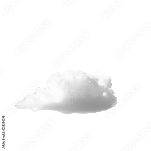 Single White Cumulus Cloud Isolated on Transparent Background - Soft and Fluffy - Made with Generative AI