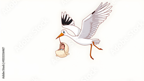 A baby is being carried by a bird
