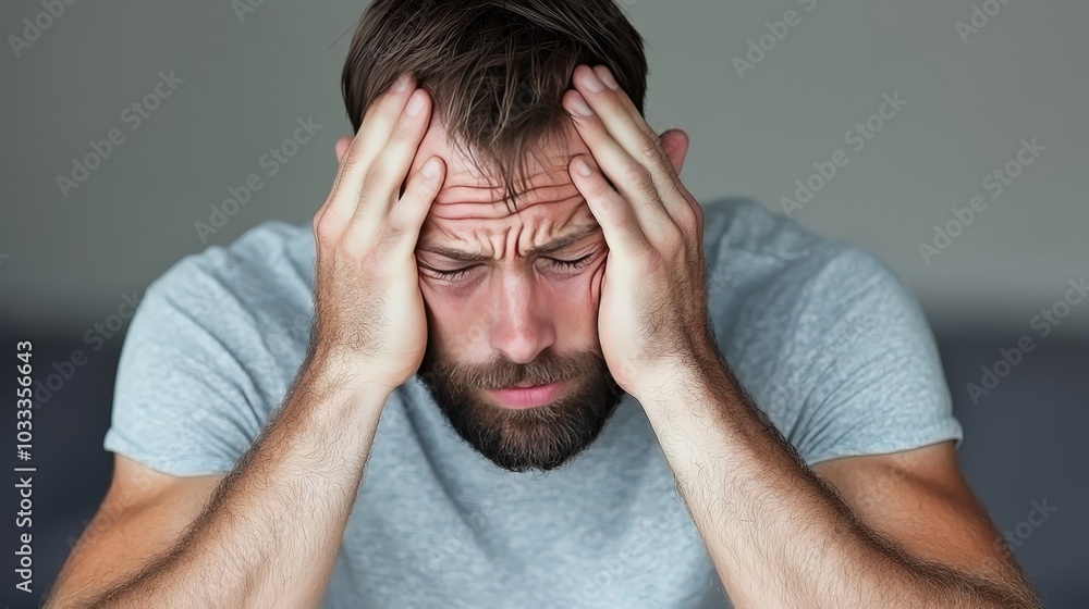 Worried Man Holding Head in Hands Stressed Anxious Sad Emotional Depressed Exhausted Worried Man Holding Head in Hands Stressed Anxious Sad Emotional Depressed Exhausted
