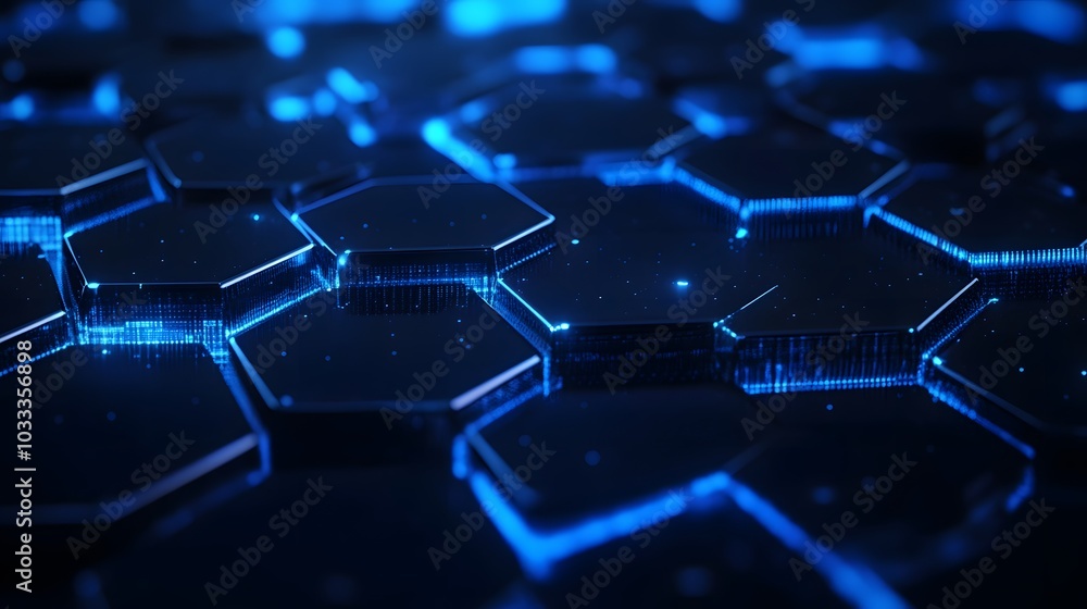 Obraz premium Abstract Blue Illuminated Hexagon Pattern