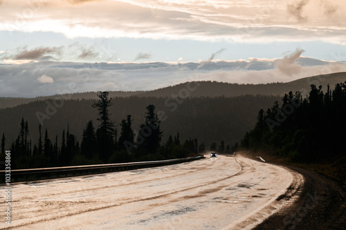 An empty road in the mountains photo