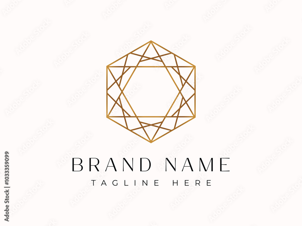 Fototapeta premium Luxury Geometric logo - Design a hexagonal Arabic Islamic ornament logo