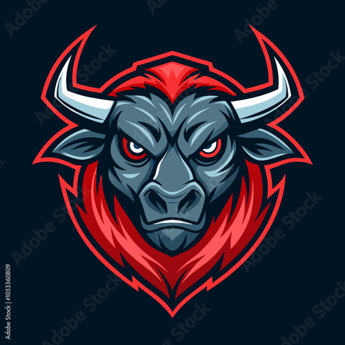 simple line angry bulls gaming mascot logo isolate 