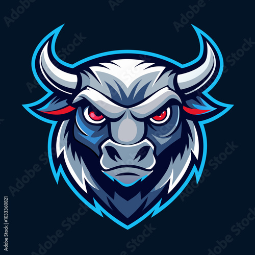 simple line angry bulls gaming mascot logo isolate 