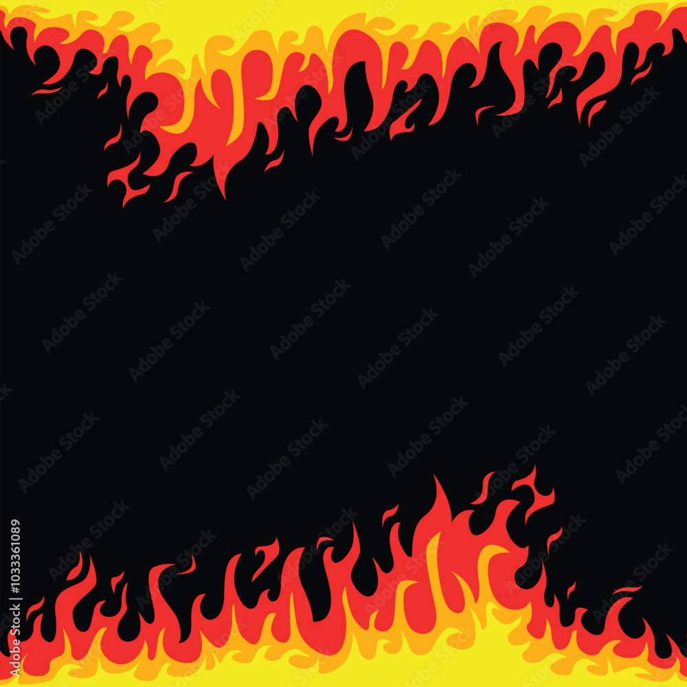 Burning fire border square background Burning fire border square background