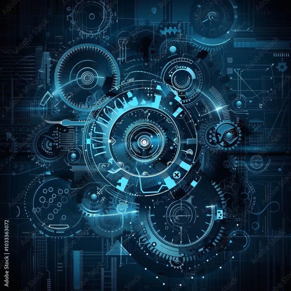 Obraz premium Abstract blue digital technology background