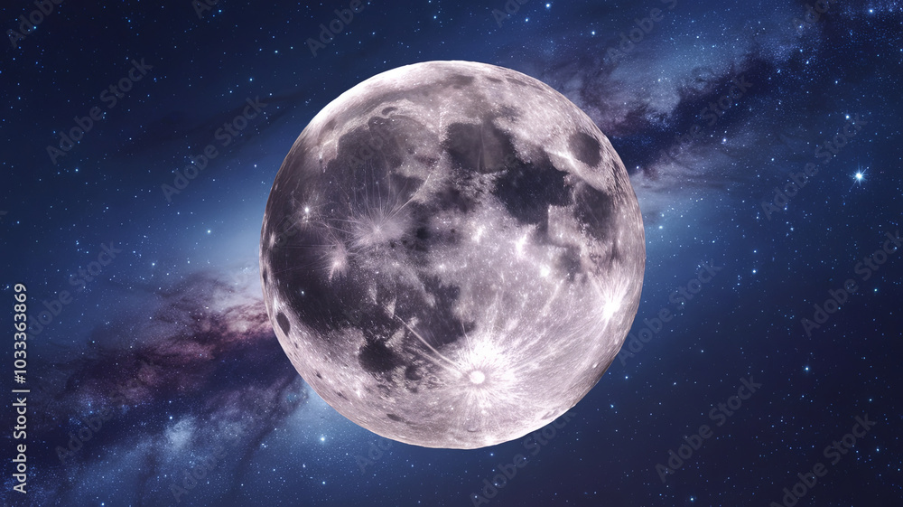 Fototapeta premium close up shot of super moon reveals its intricate details against stunning cosmic backdrop, evoking sense of wonder and awe