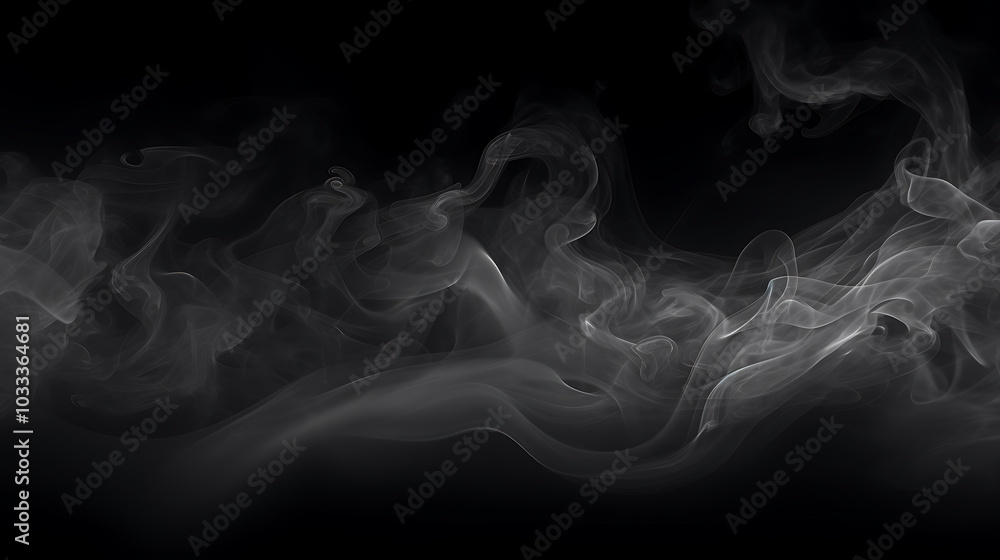 Obraz premium Abstract smoke misty fog on isolated black background creates mysterious atmosphere