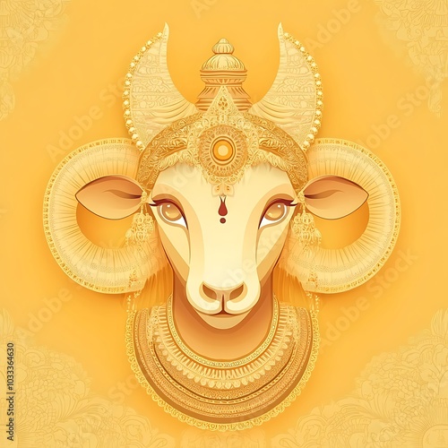 Artistic Ram Navami wishes set against sunny yellow and beige backdrop image