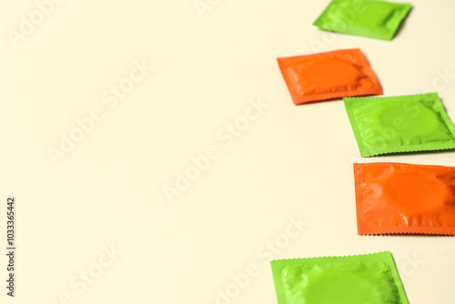 Different condoms on color ...