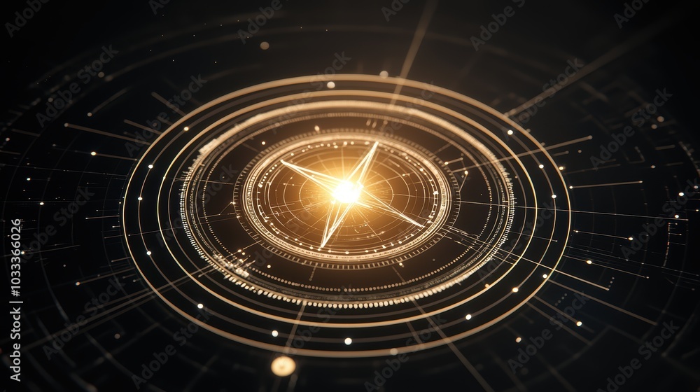 A vibrant, abstract representation of a luminous star at the center of concentric circles, conveying a sense of cosmic energy and harmony. A vibrant, abstract representation of a luminous star at the center of concentric circles, conveying a sense of cosmic energy and harmony.