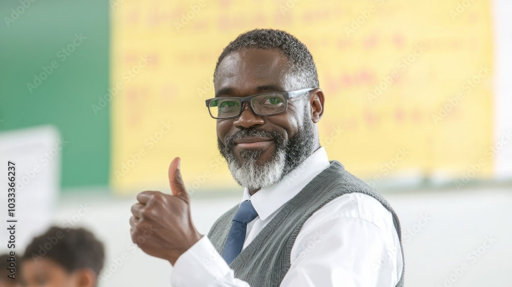 Enthusiastic Teacher Inspiring Students in Vibrant Classroom Setting with Educational Materials, Thumbs Up Gesture | Ultra-Detailed Photo Enthusiastic Teacher Inspiring Students in Vibrant Classroom Setting with Educational Materials, Thumbs Up Gesture | Ultra-Detailed Photo