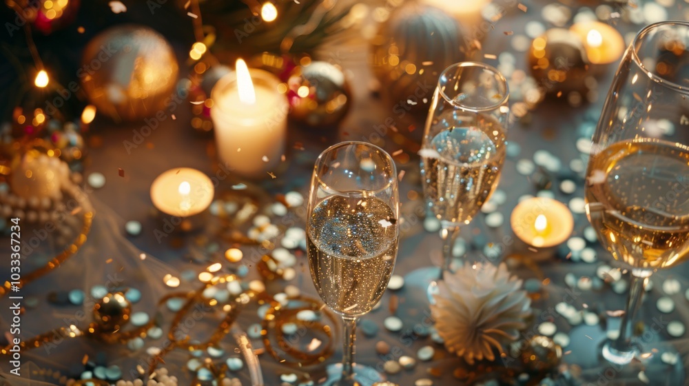 Elegant New Year's Eve Table Runner in Gold and Silver Elegant New Year's Eve Table Runner in Gold and Silver