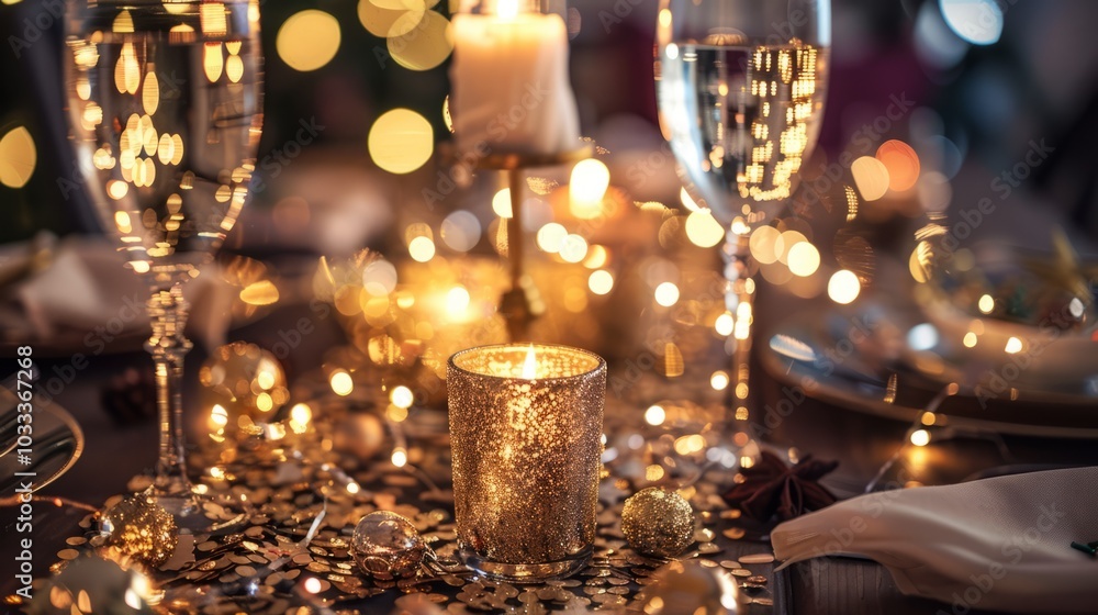 Elegant New Year's Eve Table Runner in Gold and Silver Elegant New Year's Eve Table Runner in Gold and Silver