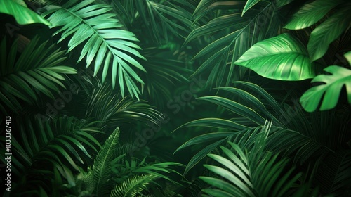 Wallpaper Mural Lush green tropical leaves creating a dense and vibrant background. Torontodigital.ca