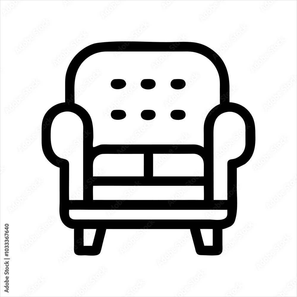 Minimalistic vector icon of a cozy armchair Minimalistic vector icon of a cozy armchair