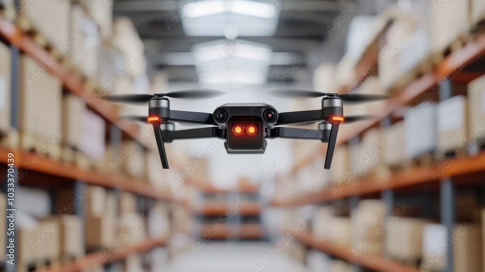 Drone Delivery in Warehouse. Drone Delivery in Warehouse.