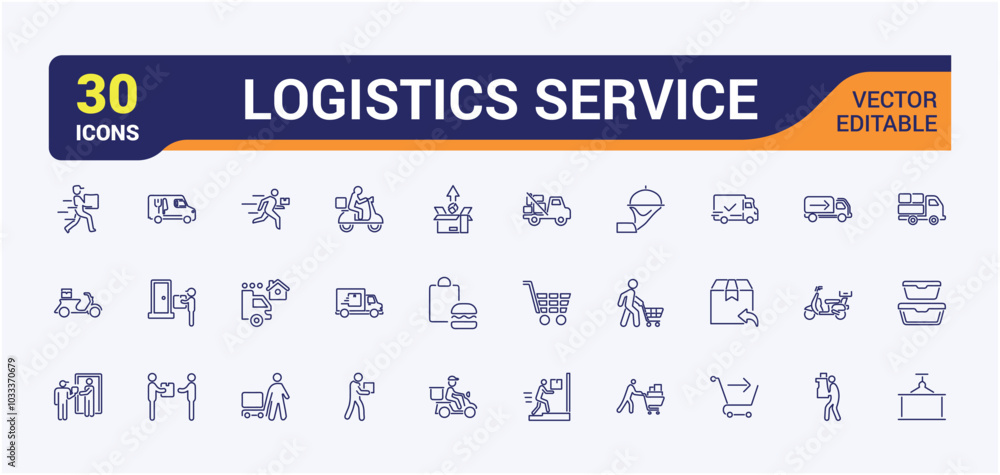 Delivery and Logistics icons collection. Thin Line icons of delivery service. Editable stroke. cargo ship, box, stock, stack, delivery truck, parcel, export. Delivery and Logistics icons collection. Thin Line icons of delivery service. Editable stroke. cargo ship, box, stock, stack, delivery truck, parcel, export.