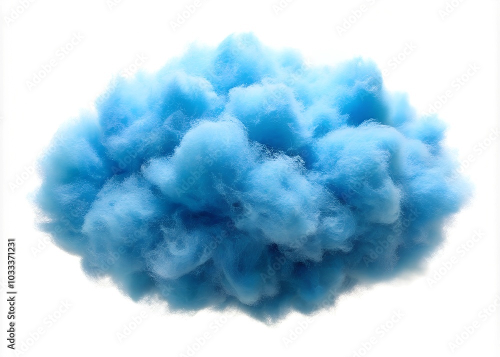 Fototapeta premium Fluffy Blue Cloud Isolated on white Background for Creative Use
